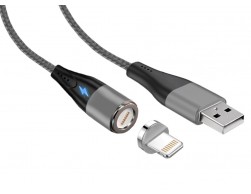 Кабель USB 2.0/Lightning магнитный для зарядки и передачи данных Jet.A JA-DC48 1м (в оплетке, QC, 2A) серый, Пенза.
