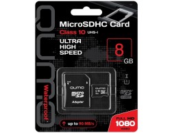 Карта памяти Micro SecureDigital 8Gb Class 10 QUMO (QM8GMICSDHC10U1) UHS-I + ADP, Пенза.