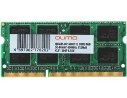 Память DDR3 8GB SO-DIMM 1600MHz (QUM3S-8G1600C11L) 1.35V QUMO, Пенза.