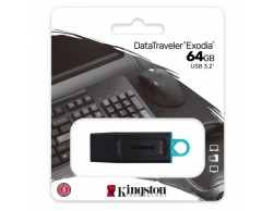 Флеш диск USB 3.2 Kingston 64Gb DataTraveler Exodia (DTX/64GB) черный + бирюзовый, Пенза.