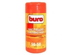 Туба с чистящими салфетками BURO, универсальные, 50 влажных и 50 сухих, Пенза.